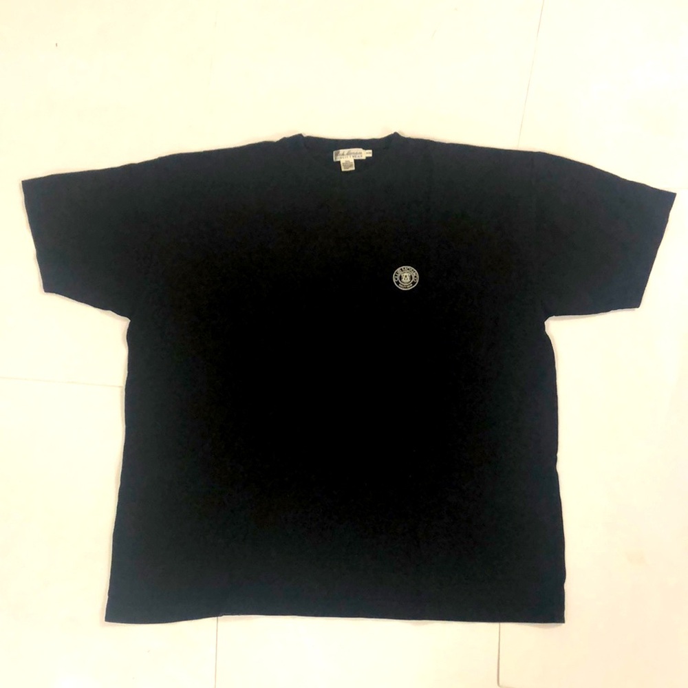 Club Monaco XL T-shirt Black White Graphic logo crest 100% Cotton Excellent